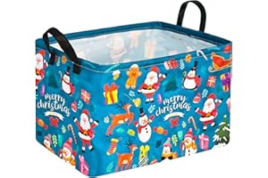 MAIZMZ Christmas Basket for Kids Gingerbread Santa Claus Snowman Storage Baskets Collapsible Nursery Hamper Waterproof Clothes Toy Bin Book Shelf Gift Basket Cube Xmas Party Decor