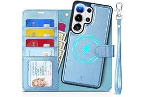 TUCCH Removable Case Wallet for Galaxy S26 Ultra 2026, 2 in 1 [Wireless Charging] Wrist Strap PU Leather Magnetic RFID Blocki