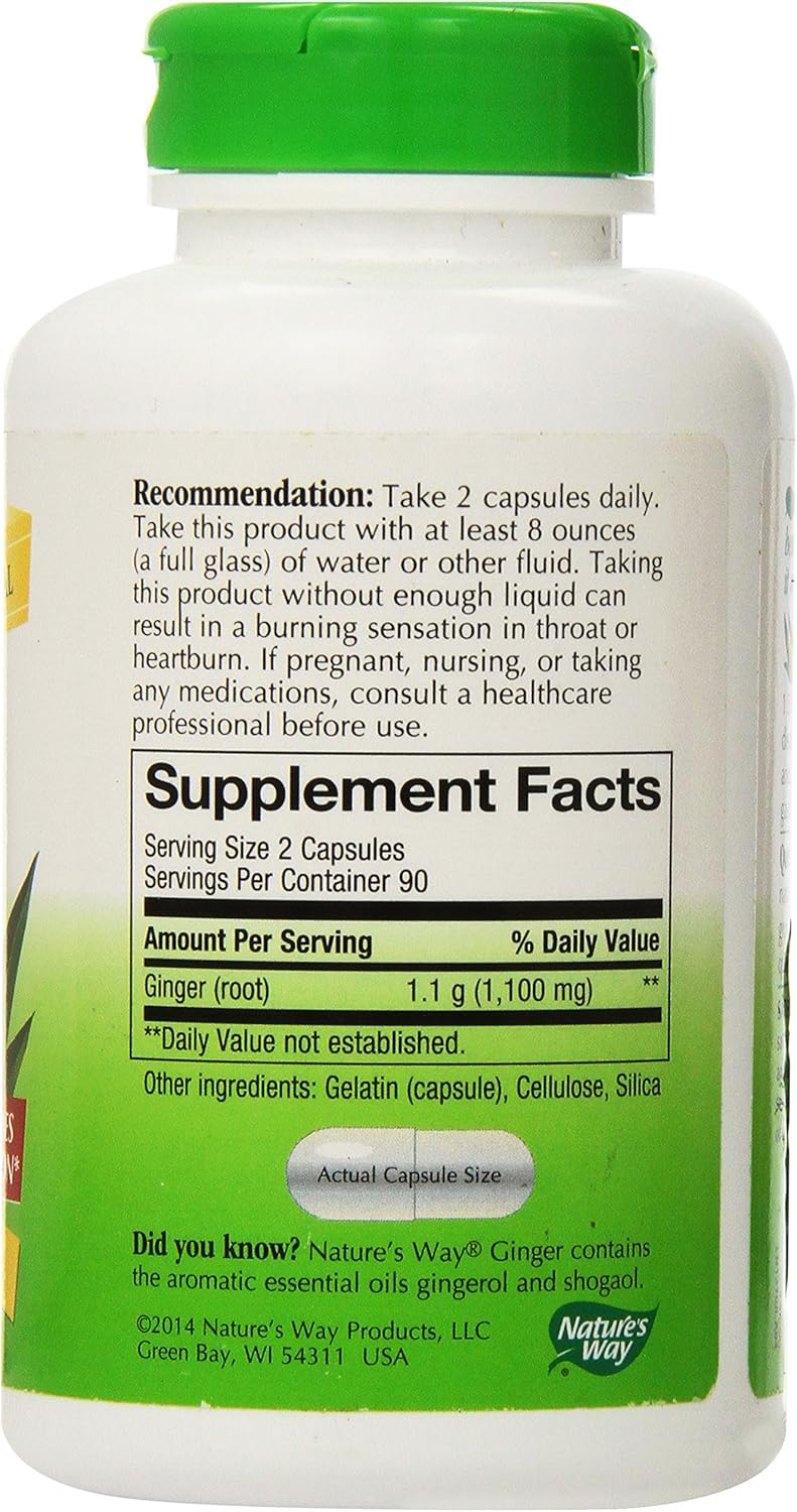 Nature's Way Ginger Root 550 mg, Capsules 180ea: Health & Personal Care