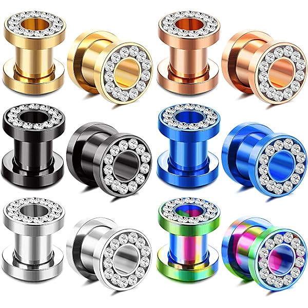 Pair Of Stainless Steel Earskin Tunnels – Double Flared Screw Fit Gauge Plugs