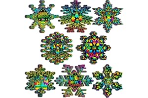 Hollowfly 80 Pcs Snowflake Scratch Cards Christmas Scratch Ornaments for Kids Rainbow Winter Crafts Christmas Party Supplies for Winter Xmas Gift Home Classroom DIY Activities
