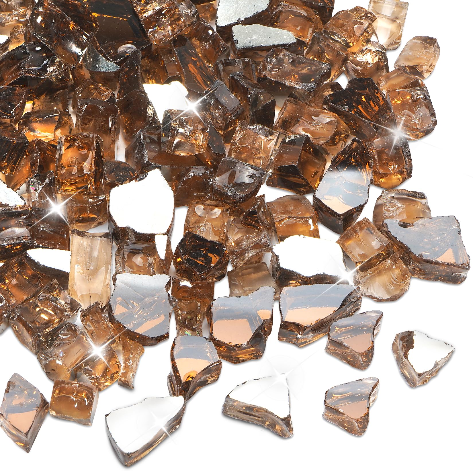 Photo 1 of vchin Fire Pit Glass Rocks 20 Pounds, Copper Fire Glass for Propane Fire Pit, Fireplace and Outdoor Decorative. 1/4 Inch Reflective Fire Glass Beads