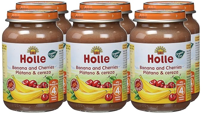 Holle Potito de Plátano y Cereza (+4 meses) - Paquete de 6 x 190 ...