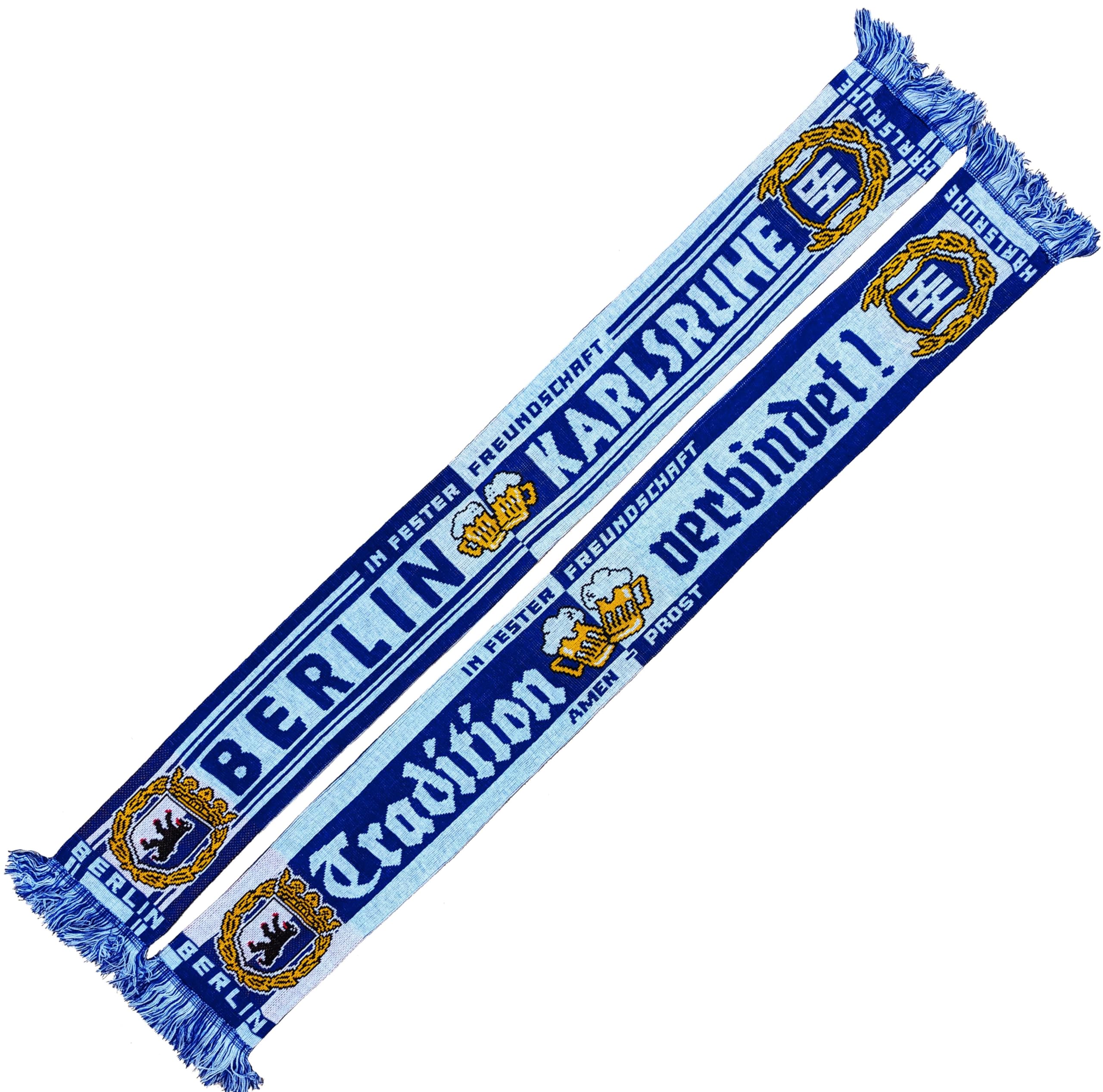 Generisch Karlsruhe-Berlin Friendship Scarf (Knitted Scarf), Blue, White, Black, 135 cm