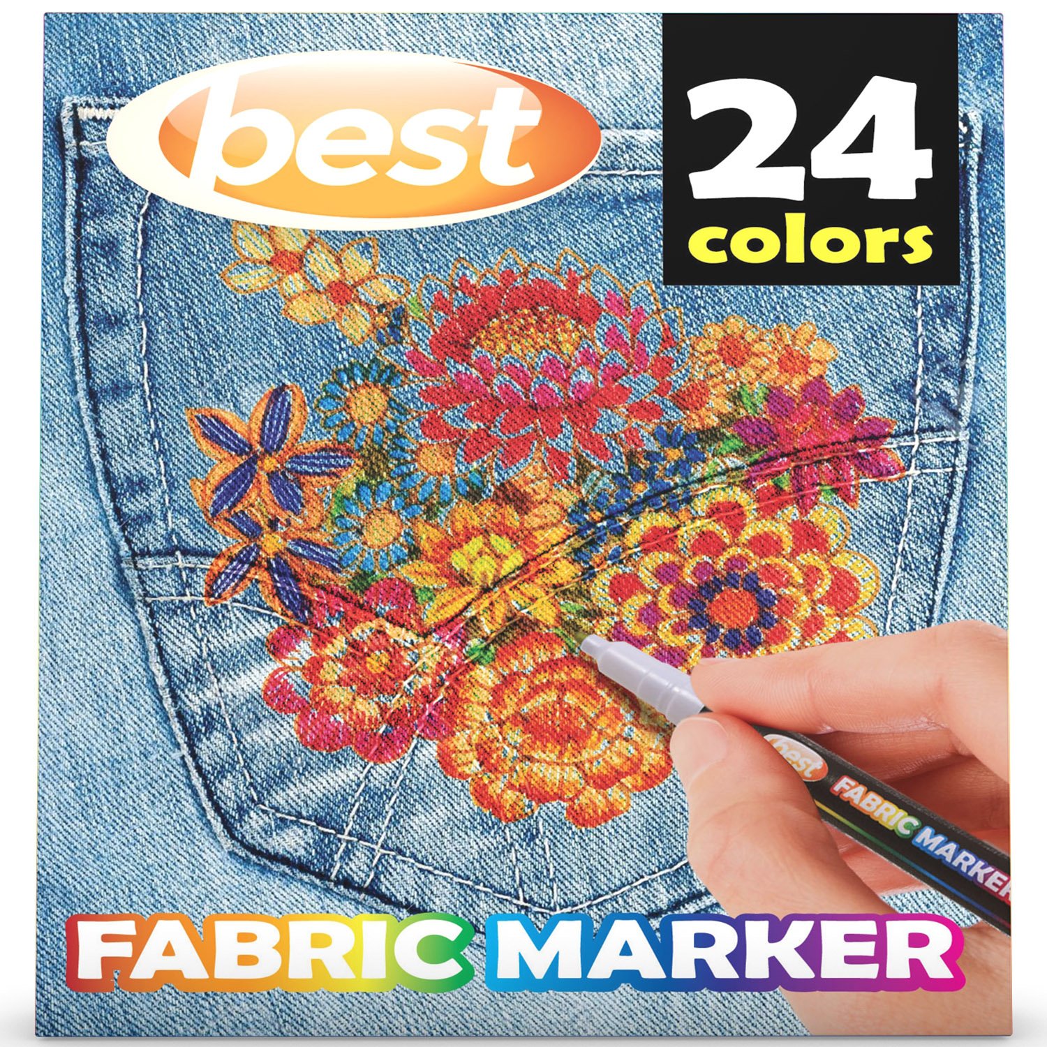 Best Fabric Markers (PACK OF 24 PENS) NonToxic Set of 24 Individual Colors NO DUPLICATES
