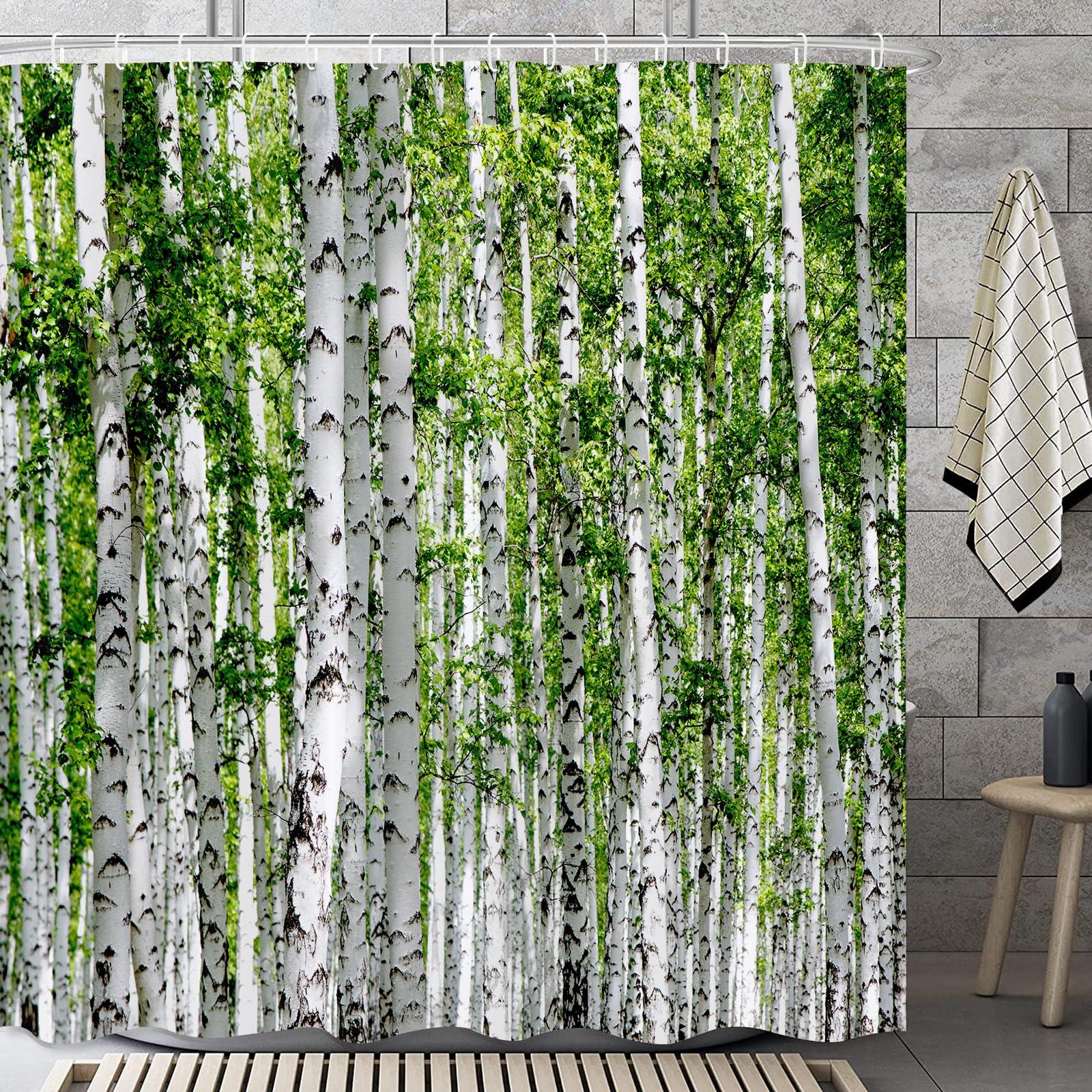 GOOESING Scenic Shower Curtain Natural Scenery Forest Shower Curtain Landscape Bathroom Curtain with Hooks Bathroom Decor Washable Durable Waterproof Fabric 180x180cm