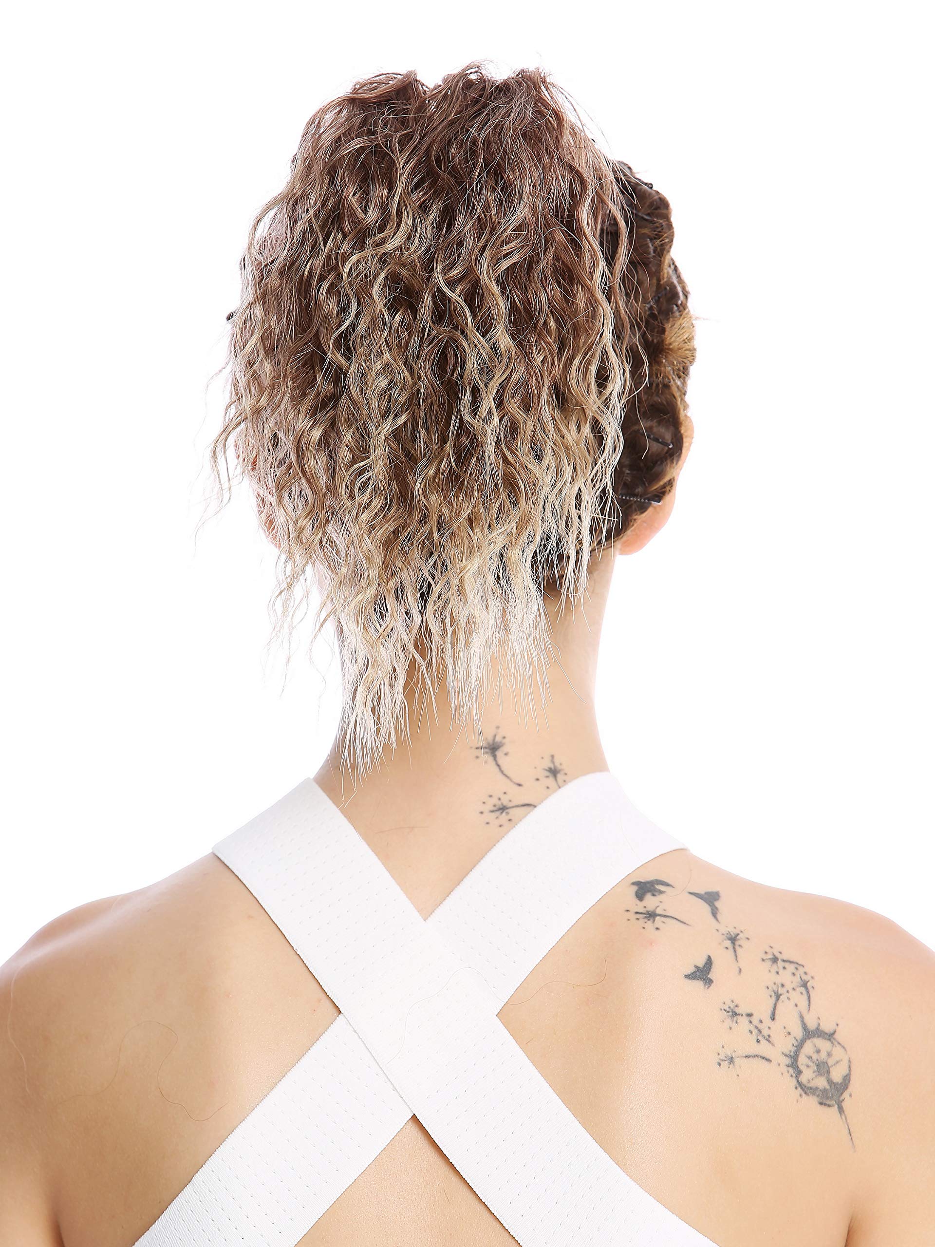 WIG ME UP - N67A-V-16T33 Ponytail Hairpiece Extensions short voluminous curled kinked kinks blond streaked mahogany auburn strands