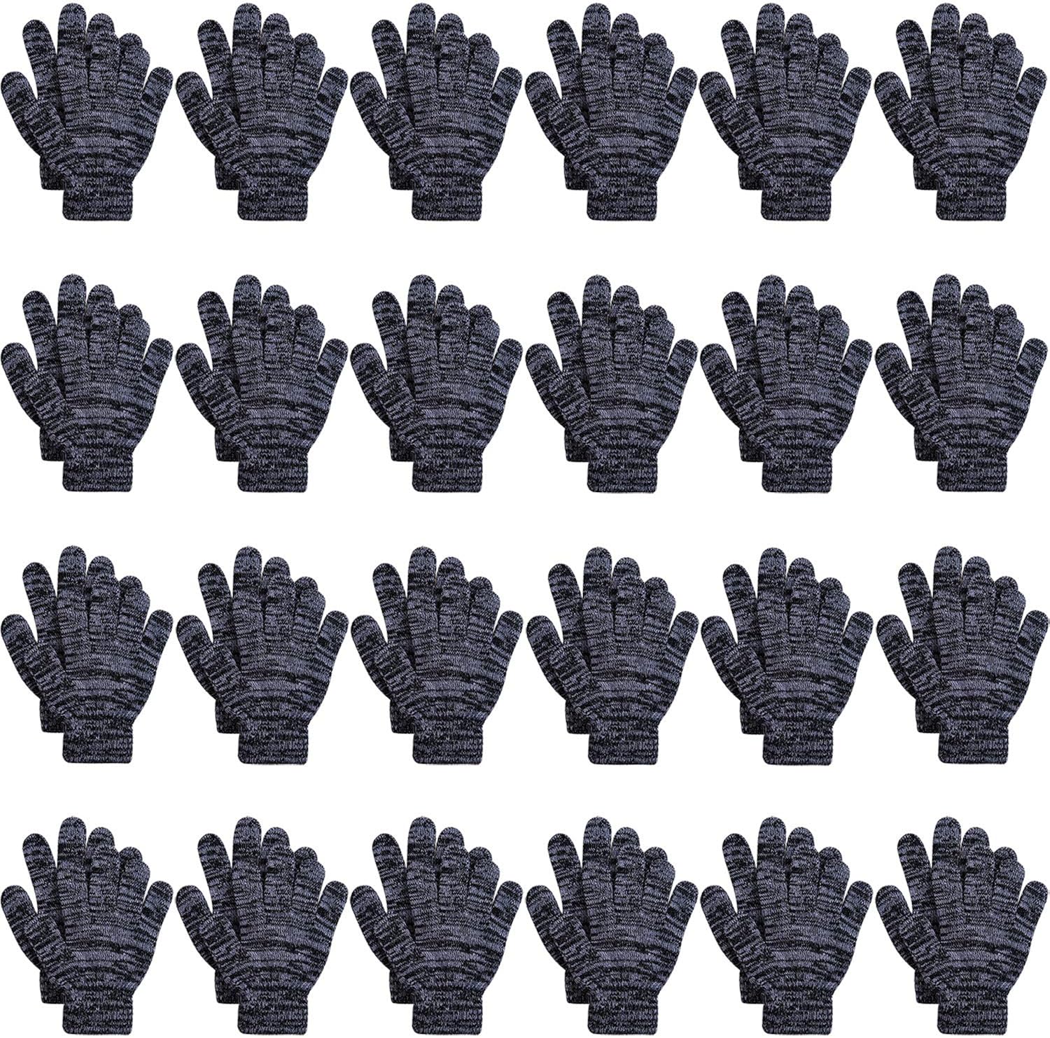 Cooraby 24 Pairs Kids Gloves Winter Magic Gloves Warm Knitted Stretchy Full Fingers Gloves: Clothing