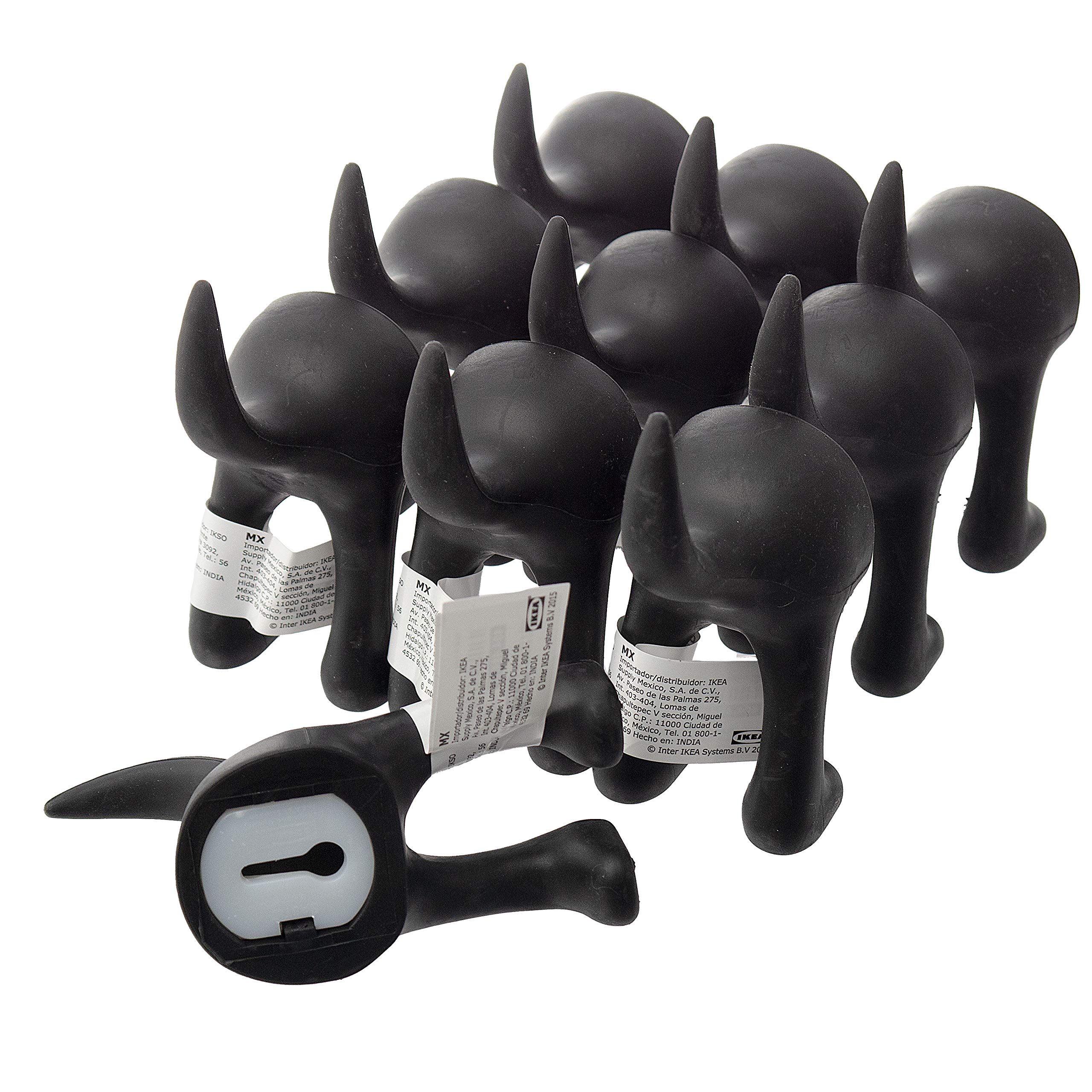 Ikea BASTIS Black Dog-Tail Wall Hooks 12cm - Set of 10