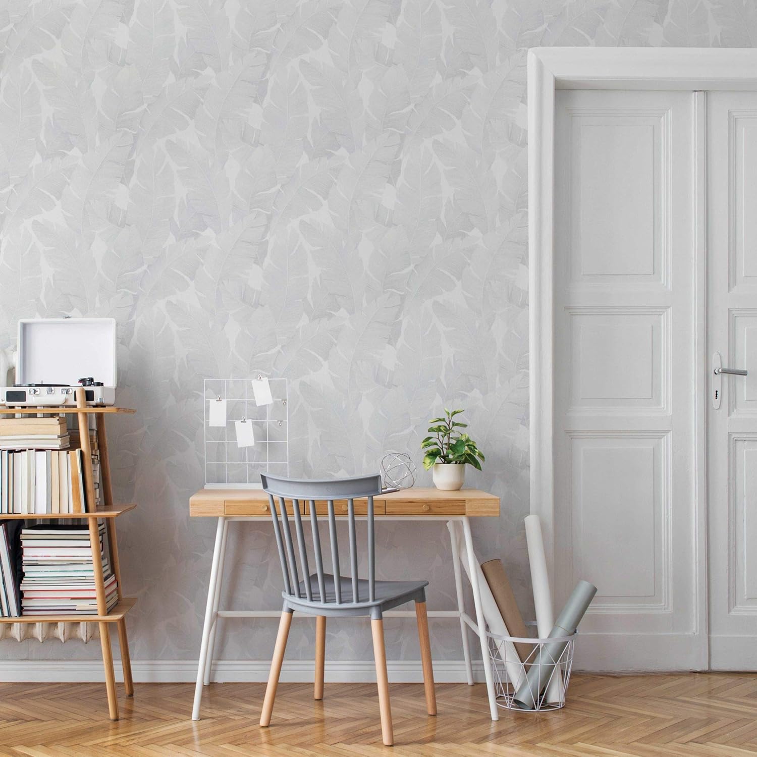 White Grey Wallpaper Nature Floral Leaves Plant Leaf for Bedroom Living Room or Kitchen Made in Germany 10,05 x 0,53m Avalon 31623 - Image 5