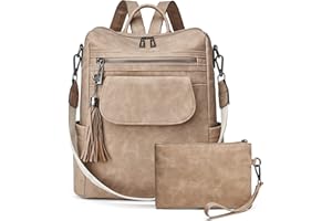 OPAGE Leather Backpack Purse for Women Fashion Designer Ladies Shoulder Bags Travel Backpack With Wristlet