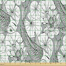 Ambesonne Asian Fabric by The Yard, Sketch Style