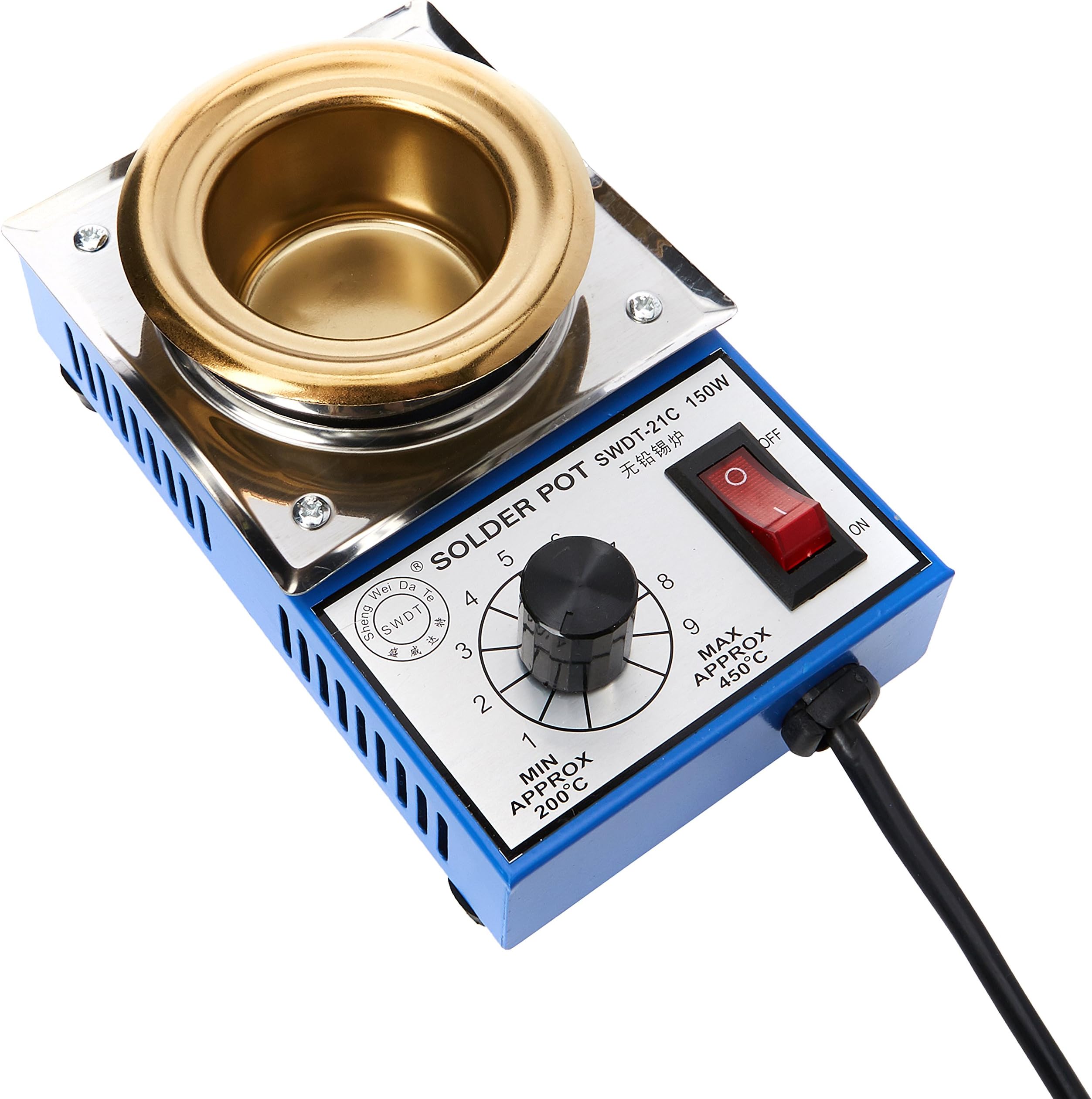 Solder Pot,KINGEVA 220-240V 150W Solder Pot Tin Melting Furnace thermoregulation Soldering Desoldering Bath 50mm 200-450℃ Max 500g Capacity