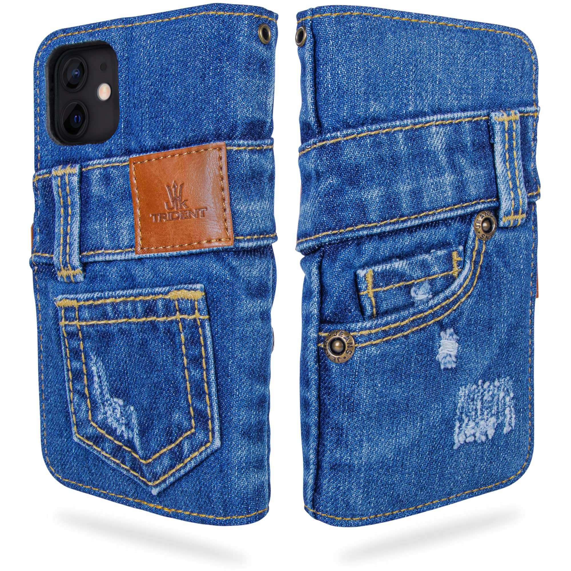 UK Trident デニム iPhone12ケース / iPhone12Pro ケース 手帳型（アイホン12ケース / アイホン12プロ ケース）カード収納 おしゃれ iPhone12 ケース/iPhone 12 Pro ケース（6.1インチ）商品画像