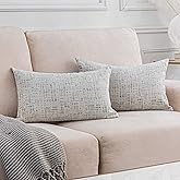 Home Brilliant White Lumbar Pillow Cover 12x20 Chenille Plush Velvet Oblong Decorative Throw Pillow Covers Fall Pillowcases for Bed Couch Sofa, Set of 2, 12 x 20 inches(30x50cm), Cream Mix Black