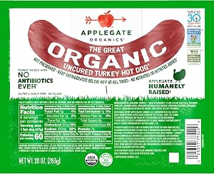 Applegate Great Organic Turkey Hot Dog Uncured, 10oz