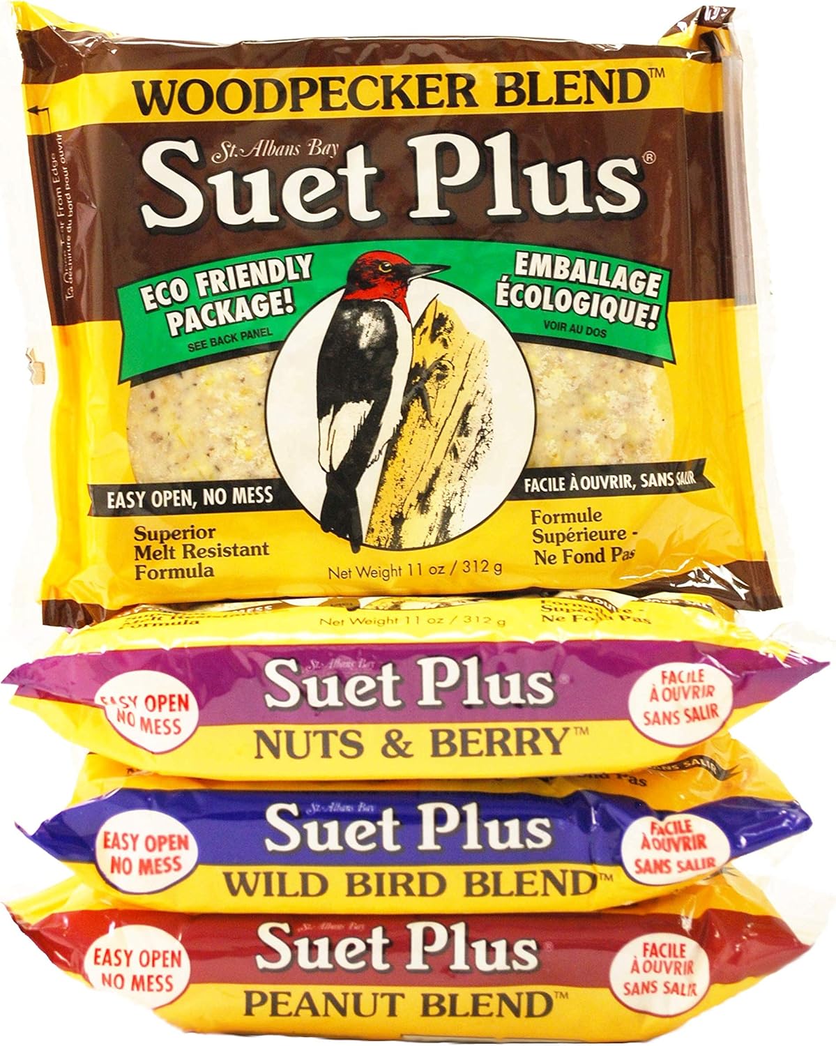 ST. ALBANS BAY SUET PLUS Variety Pack of 4 Flavors of Suet