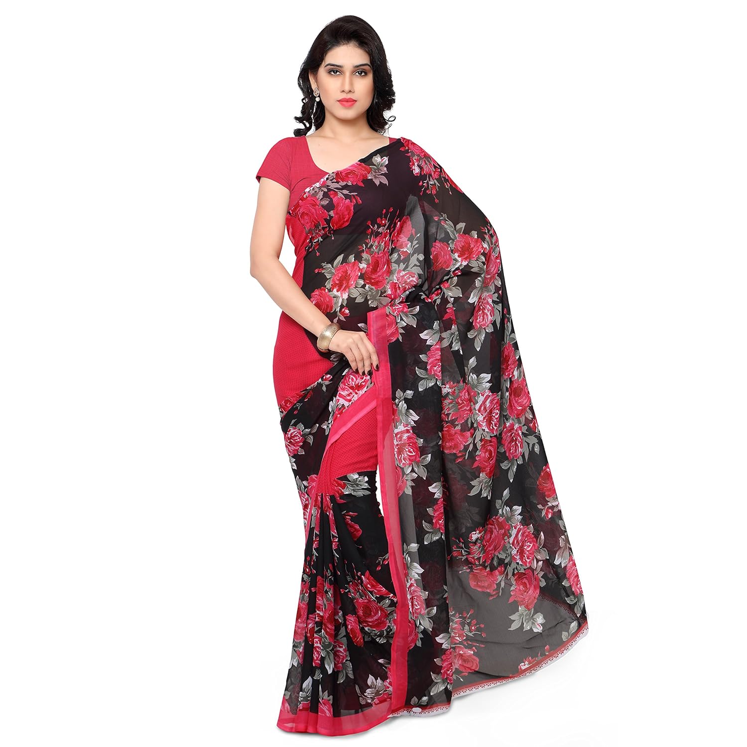 anand sarees georgette saree with blouse piece (1152_1_multicoloured_free size)