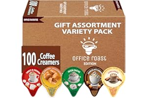 OFFICE ROAST Variety Pack Creamers Liquid Creamer Singles | Gift Assortment Box | Coffee Cream | Sweet and Creamy, Chocolate Caramel, Caramel Macchiato, Original & Irish Cream - No Refrigeration - Box Of 100