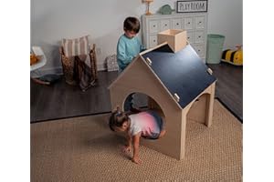 Avenlur Indoor Montessori Wooden and Waldorf Style Playhouse for Toddlers with Double Chalkboard Roof. Sturdy Play Set Structure for Children and Kids ECC Early Childhood Day Care, Preschool Playroom