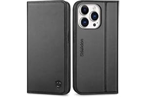 SHIELDON Case for iPhone 15 Pro 5G 6.1", Genuine Leather iPhone 15 Pro Wallet Case Flip Cover RFID Blocking Card Slots Magnetic Closure Shock-Absorbent Case Compatible with iPhone 15 Pro 2023 - Black