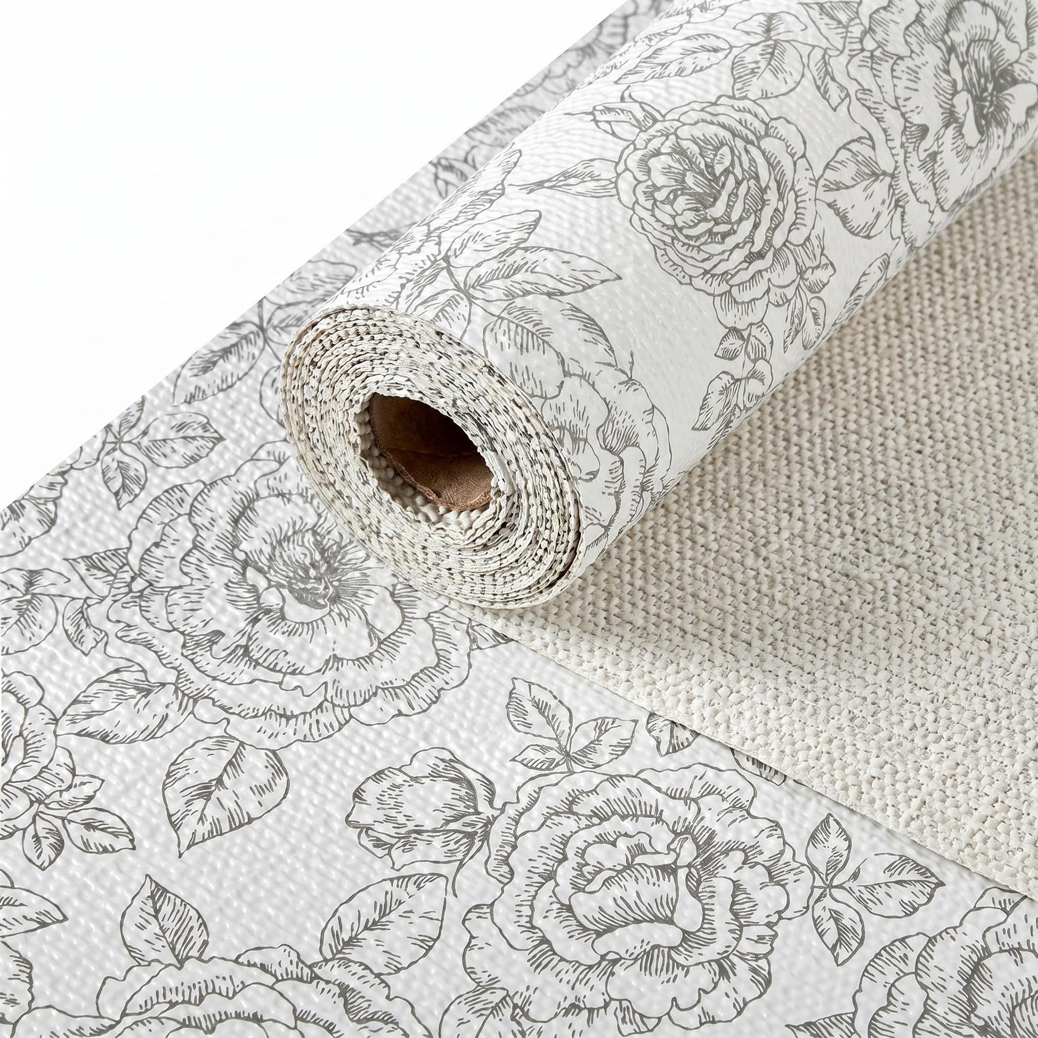 Coavas Shelf and Drawer Liner, Non Slip Extra Grip Non Adhesive Waterproof Thickened Cabinet Mat, Easy Cut for Kitchen Pantry Bathroom Dresser Cupboard (White, 12IN X 20 FT) Image