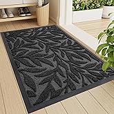 Smiry Front Door Mat Indoor Outdoor Entrance, Heavy Duty Natural Rubber, Trap Dirt and Moisture, Non-Slip Doormats, Low Profile, Easy Clean Patio Porch Entryway Mat, 59x23, Black
