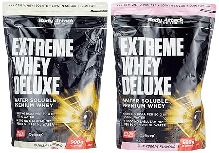 Body Attack Extreme Whey Deluxe, Strawberry Cream + Vanille, 1800 g, 2 Stück