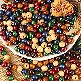 DAHI 500PCS Colorful Wooden Beads 10mm Assorted Macrame Wooden Loose Spacer Bead Natural Color Wood Beads Painted Wooden Beads for Jewelry Bracelets Making (10mm)