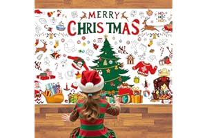 AinDen Giant Christmas Coloring Poster Tablecloth for Kids, 30×72 Jumbo Holiday Coloring Banner, Xmas Crafts & Activities for Parties, Classrooms, Kids Gifts