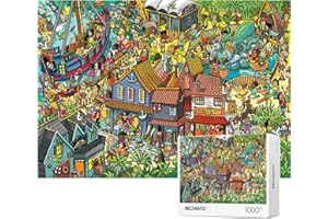 RECHIATO Jigsaw Puzzles for Adults, 1000 Pieces Pirate Park Puzzle, Cartoon Painting Challenging Puzzles for Family Activity Game Nights Gifts Fidget Stress Relief