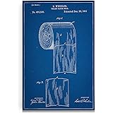 Renditions Gallery Toilet Paper Patent Drawing Canvas Wall Art for Bathroom Home Decor Sketching Artwork Ready to Hang, 12x18