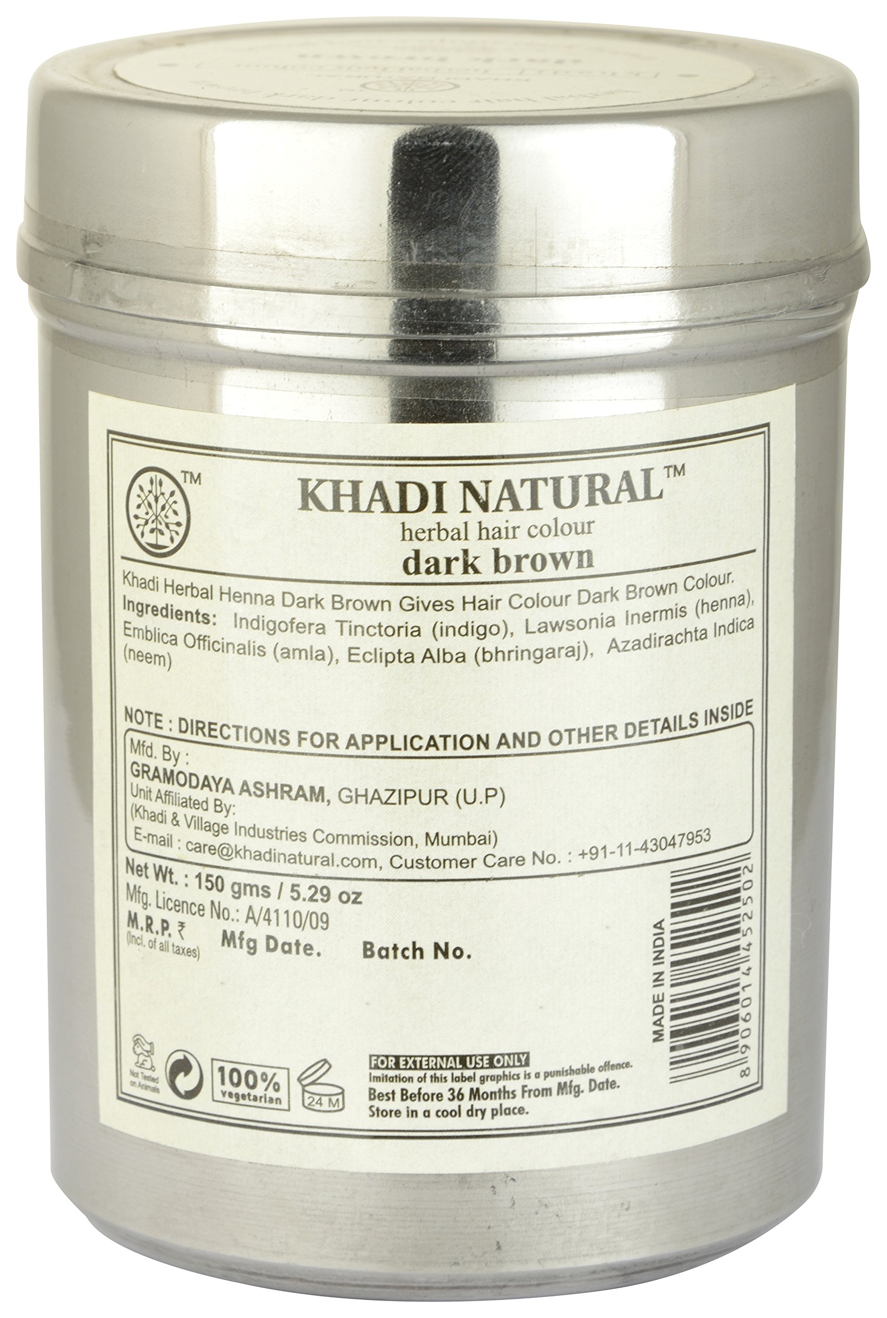 Khadi® herbal hair colour natural hazel, 100 g Khadi Natural Herbal Hair Color Dark Brown Latest International