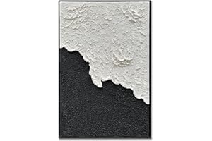NANKAI Art Hand-Painted Thick Texture Black and White Minimalist Oil Painting 36x24 inches Home Wall Art Deco Oil Painting (with Solid Wood Exterior Frame)