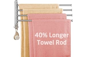 KES Swivel Towel Bar 19.5" Extra Long, 4-Arm Swing Out Towel Rack for Bathroom Wall, Hand Towel Holder for Multiple Towels, S