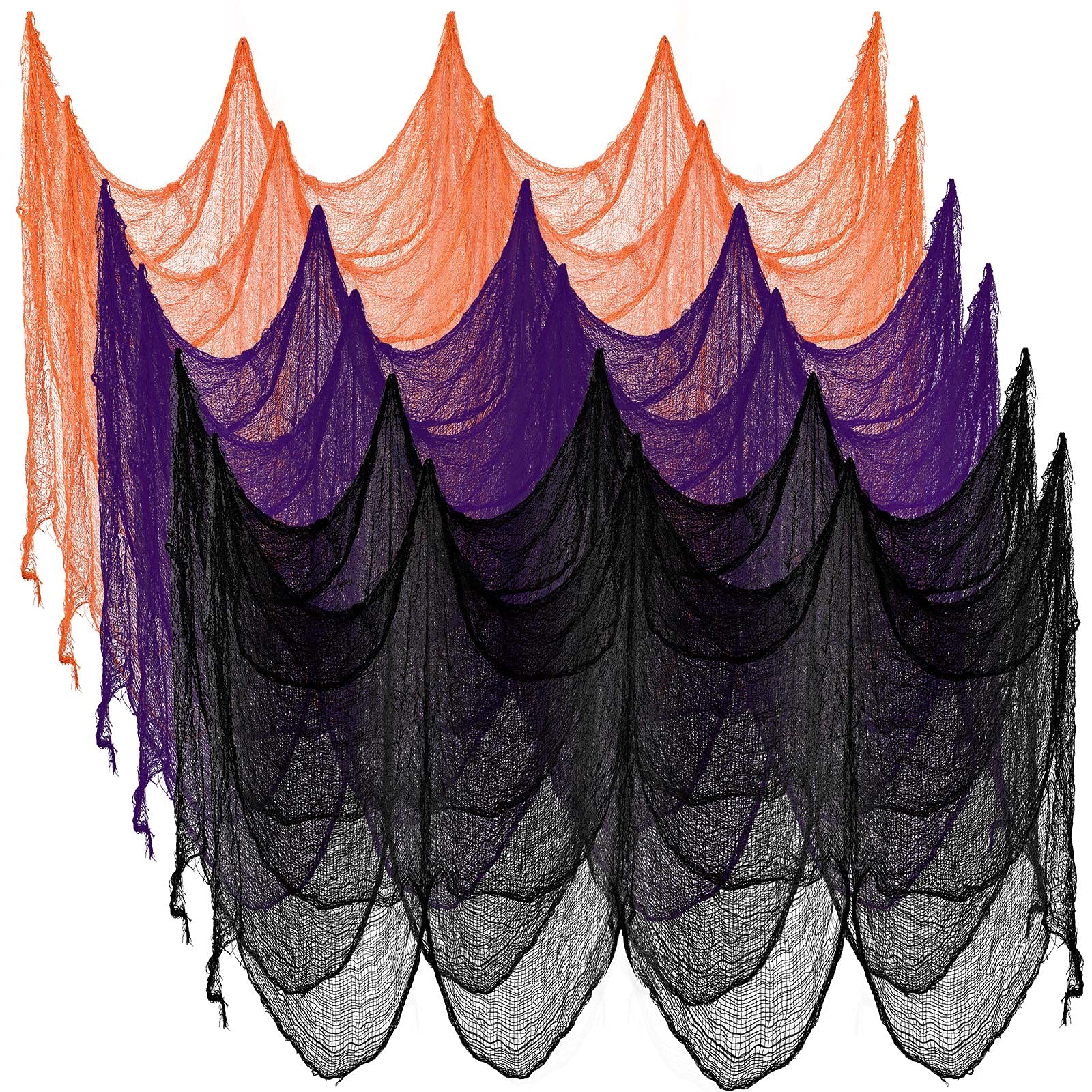 Photo 1 of ****** ONLY PURPLE AND BLACK ******* Tegeme Halloween Creepy Cloth 30 x 72 Inch Spooky Polyester Gauze Scary Cloth Doorways Halloween Decorations Assorted Colors Hanging Fabric for Outdoor Yard Home Wall Decor(6 Pieces)