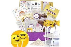 KIDSTIR Kids Baking Diy Activity Kit - Bake Delicious Emoji Cake Pops | Includes Cake Pop Stand, Pre-measured Ingredients Real Baking Kit | Best Baking Gifts Family Fun Activity, Gift For Girls & Boys