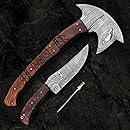 Edgelandknives® Hand Forged Tomahawk Throwing Axe and Bushcraft Knife Set, Heavy Duty D2 Steel Tomahawk Throwing Axe and Bush