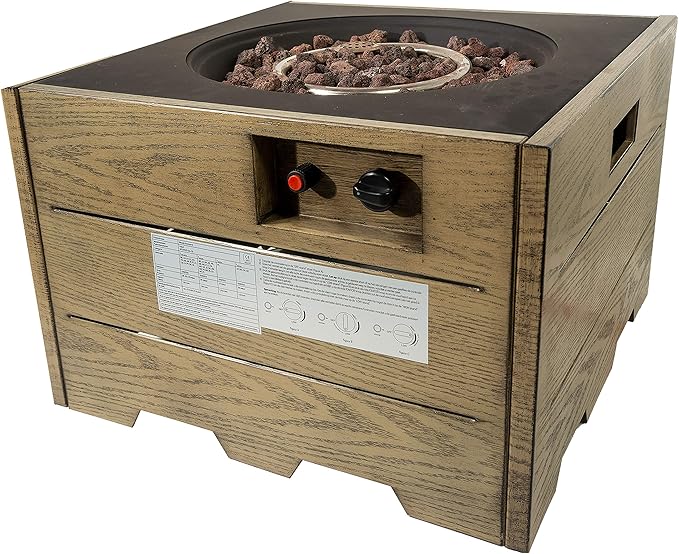 ACTIVA Gas Feuerstelle Gasfeuerstelle Odessa Woody Terrasse Garten