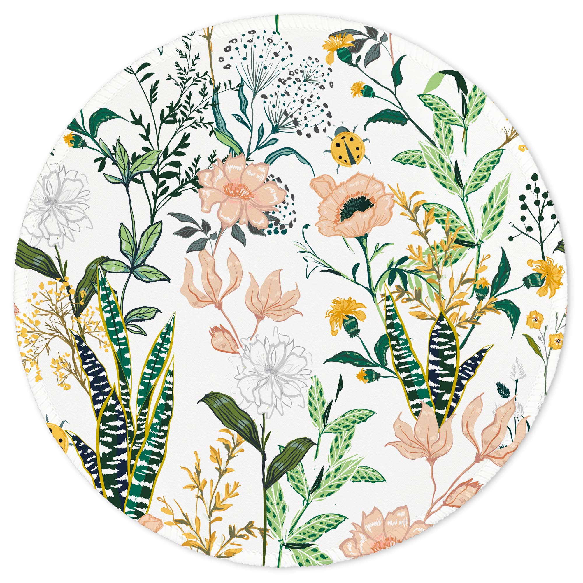 ITNRSIIET Mouse Mat Small Round Mouse Pad with Stitched Edge, Waterproof Smooth Surface Premium-Textured Mousepad with Non-Slip Rubber Base, for PC Laptop Office&Home, Floral