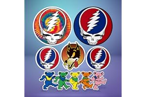 LEGENDA Grateful Dead Stickers – 6-Piece Vinyl Decal Pack with Steal Your Face, Tie Dye Edition & Dancing Bears Decal, Waterproof Merch for Laptops, Cars & More
