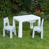 Liberty House Toys BS-8817W Kids Table and 2 Chairs White Grey 49-54cm Height view 4