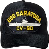 Artisan Owl United States Navy USS Saratoga CV-60 Supercarrier Ship Emblem Patch Hat &ndash; Adjustable Baseball Cap (Navy Blue)