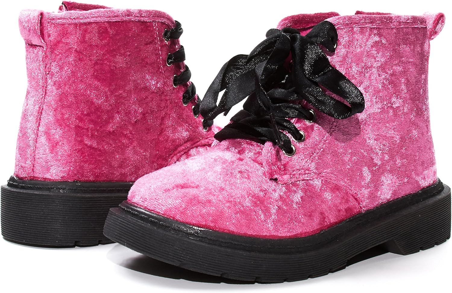 pink crushed velvet boots