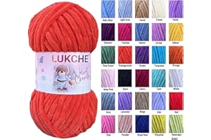 Lukche Soft Velvet Yarn Chenille Yarn for Crocheting Super Bulky 100g (3.53 Oz), (75.4 yds) Baby Blanket Yarn for Knitting Amigurumi Yarn Fancy Yarn for Crochet Weaving Craft (Pomegranate Flower)