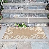 Liora Manne CAPRI Indoor/Outdoor Handmade Synthetic Blend Durable Area Rug - Traditional Border Coastal Beach Accent (Coral B