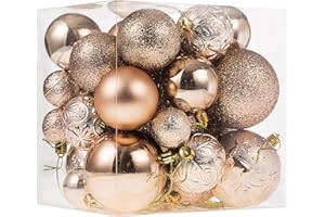 SENJIE Christmas Ornaments for Xmas Trees,Champagne Shatterproof Christmas Ball Ornaments