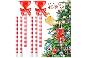 EcoBrisa 2Pack Christmas Tree Watering Funnel Adjustable 40 Inch Christmas Tree Watering System Red & White Checkered Pattern with Long Funnel Spout & Bow for Indoor and Outdoor Xmas Trees Plants