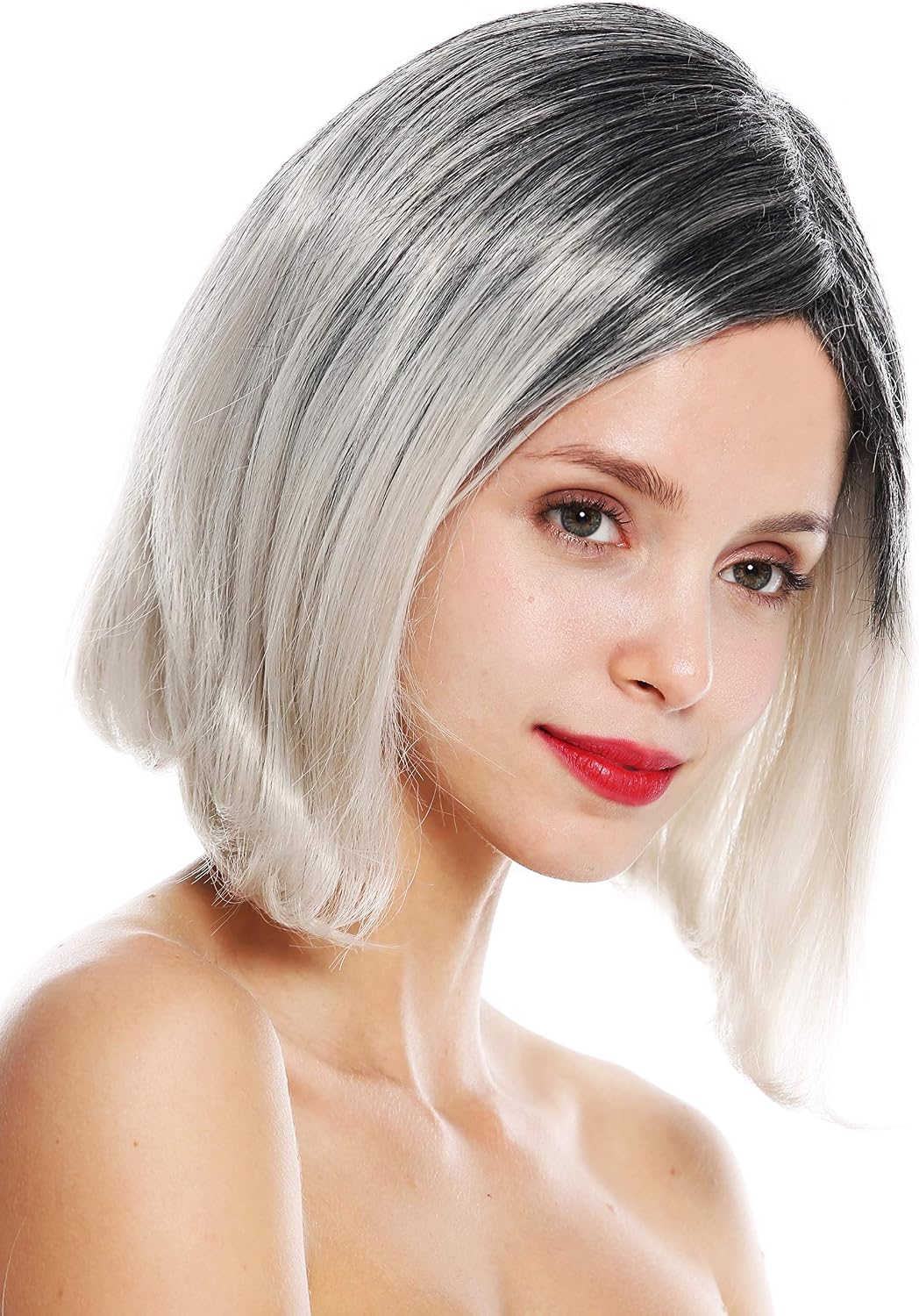 WIG ME UP - GFW3131 women's quality wig sleek short parting ombre black grey, Gray-black mix (silvergray+T1306+1), Länge: ca. 30 cm - Image 4