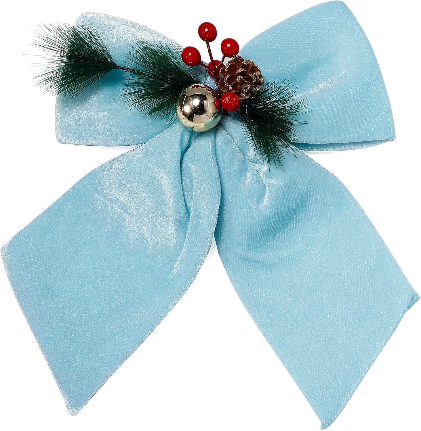 Bows & Ribbons - allgala Christmas Decorative Velvet Bows for Wreath Garland Christmas Tree-2 Pack-14 (30x35cm)-Light Blue-XBW92270